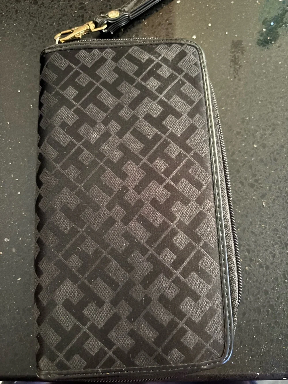 Tommy Hilfiger monogram jacquard zip-around wristlet wallet